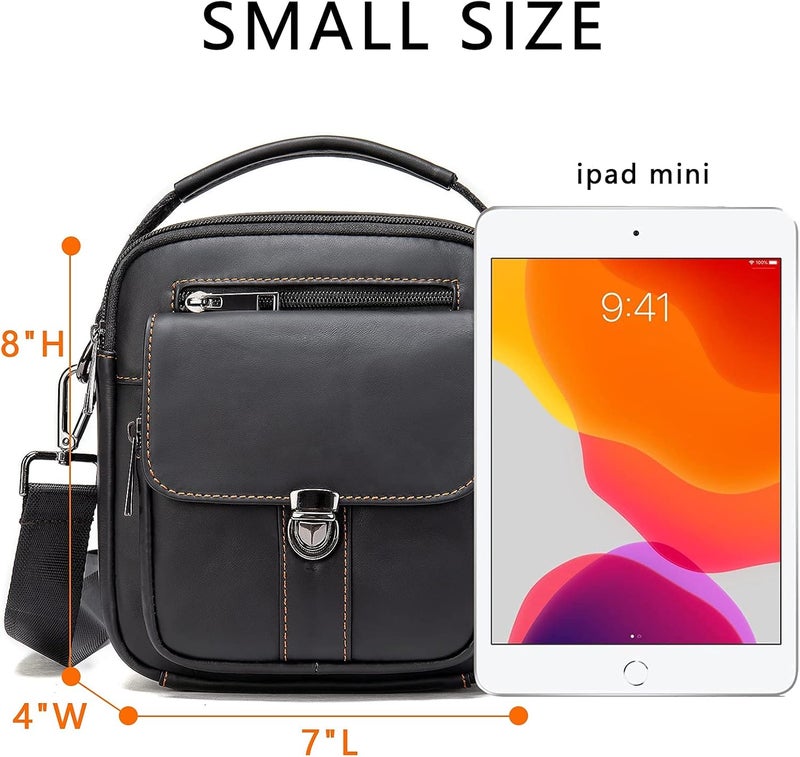 NIUCUNZH Man Purses and Bags Small, Mini Genuine Leather Messenger and Shoulder Bag for Men with lots of Zipper Pockets | Small, Mini, for Men - Image 4